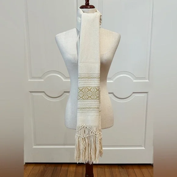 Cotton and Silk Traditional Mexican rebozo from Oaxaca. Mexican shawl, Handloom! - Picture 6 of 10